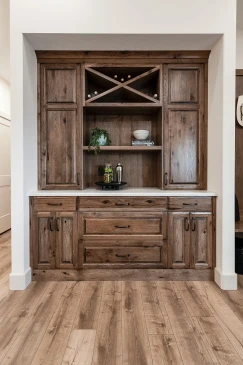 Custom RTM built-in cabinetry with adjustable shelving and storage compartments